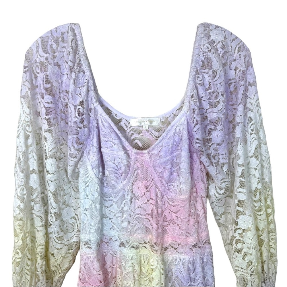 LoveShackFancy Pastel Lace Mini Dress in Pink, Purple, Cream - Picture 9 of 16